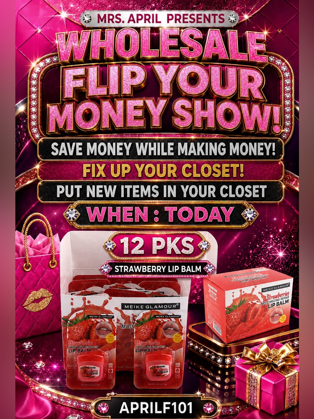 Glamour Strawberry Lip Balm Party Pack - Pink and Red